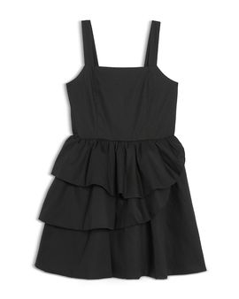 Aqua Aqua Girls' Tiered Poplin Mini Dress, Little Kid, Big Kid