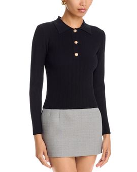 Aqua Aqua Gold Button Polo Sweater