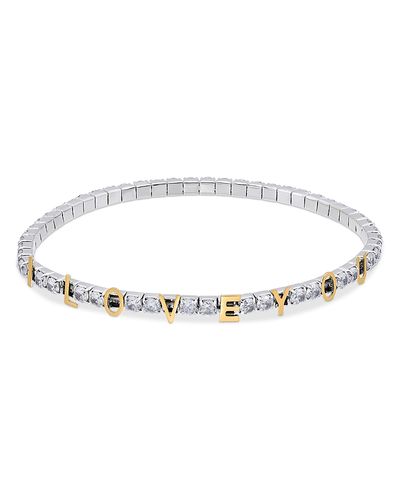 Aqua Aqua I Love You Cubic Zirconia Stretch Bracelet