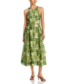 Aqua Aqua Ikat Sleeveless Midi Dress