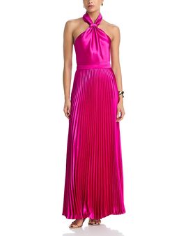 Aqua Aqua Knot Neck Charmeuse Dress