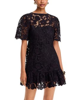 Aqua Aqua Lace Flounce Mini Dress