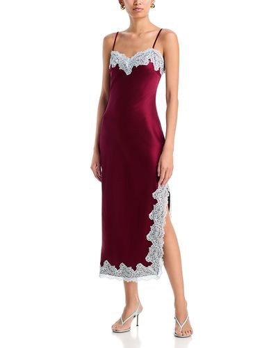 Aqua Aqua Lace Trim Satin Slip Dress