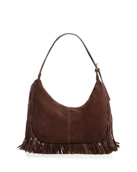 Aqua Aqua Large Fringed Suede Hobo Bag