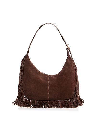 Aqua Aqua Large Fringed Suede Hobo Bag