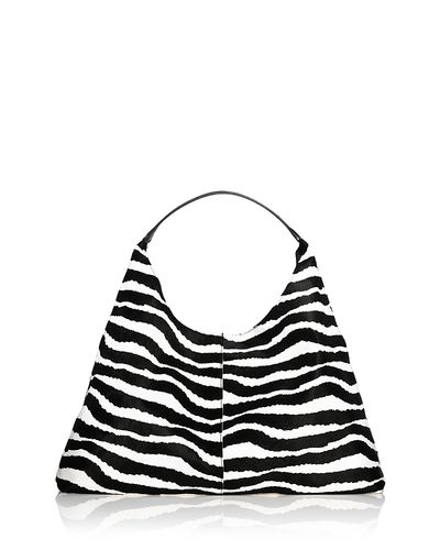 Aqua Large Zebra Print Calf Hair Shoulder Bag