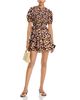Aqua Aqua Leaf Print Puff Sleeve Smocked Mini Dress - 2