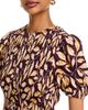 Aqua Aqua Leaf Print Puff Sleeve Smocked Mini Dress - 3