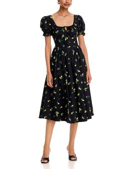 Aqua Aqua Lemon Tie Midi Dress
