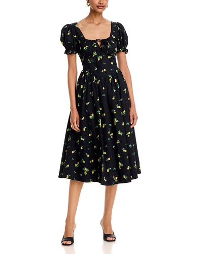 Aqua Aqua Lemon Tie Midi Dress