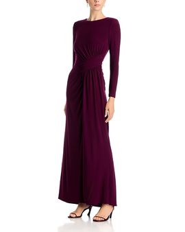 Aqua Aqua Long Sleeve Ruched Maxi Dress