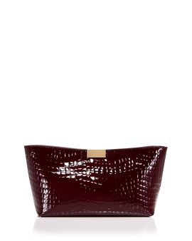 Aqua Aqua Medium Croc Embossed Patent Leather Clutch
