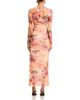Aqua Aqua Mesh Long Sleeve Midi Dress - 4