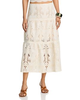 Aqua Aqua Mixed Lace Maxi Skirt