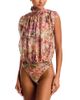 Aqua Aqua Mock Neck Mesh Blouson Bodysuit - 1
