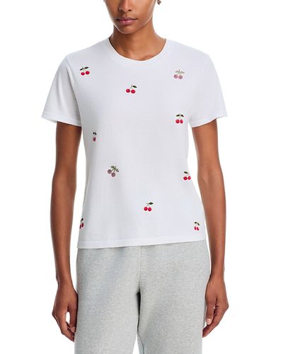 Aqua Aqua Olivia Cherry Print Fitted Cotton Tee Exclusive