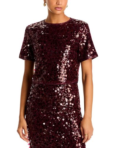 Aqua Aqua Paillette Sequin Cropped Tee