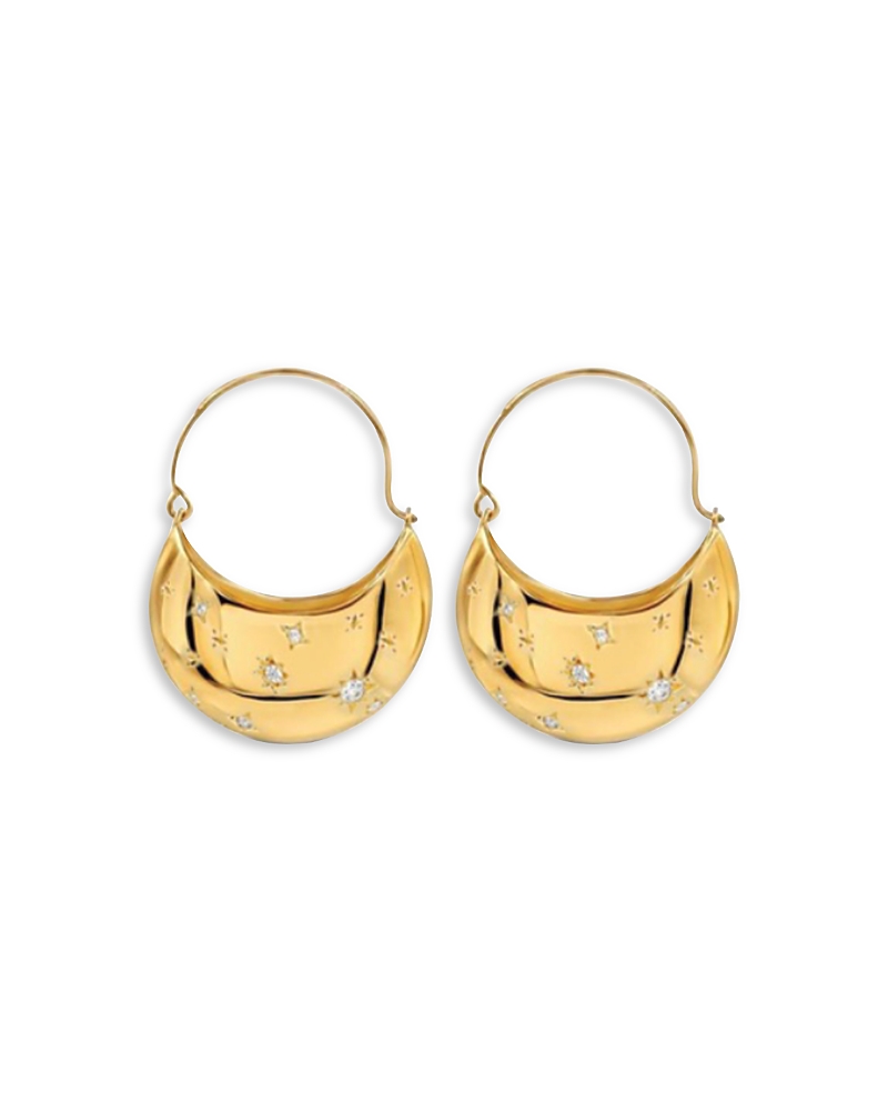 Aqua Aqua Pave Crescent Huggie Hoop Earrings