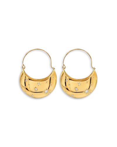 Aqua Aqua Pave Crescent Huggie Hoop Earrings