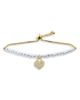 Aqua Aqua Pave Heart Charm Cultured Freshwater Pearl Beaded Slider Bracelet - 1