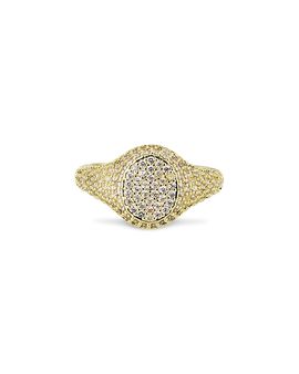 Aqua Aqua Pave Oval Signet Ring
