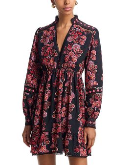 Aqua Aqua Placed Floral Long Sleeve Mini Dress