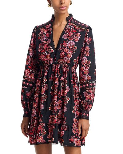 Aqua Aqua Placed Floral Long Sleeve Mini Dress