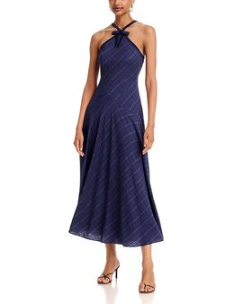 Aqua Aqua Plaid Halter Dress