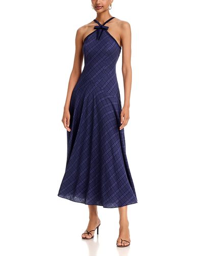 Aqua Aqua Plaid Halter Dress