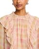 Aqua Aqua Plaid Ruffle Lace Inset Top - 4