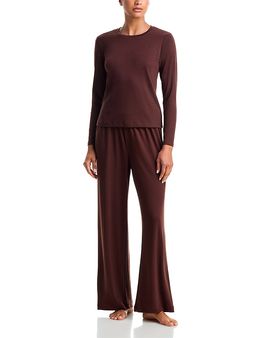 Aqua Aqua Pointelle Long Sleeve Lounge Set