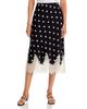 Aqua Aqua Polka Dot Lace Trim Midi Skirt - 1