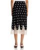 Aqua Aqua Polka Dot Lace Trim Midi Skirt - 3