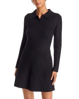 Aqua Aqua Poppaea Ribbed Mini Sweater Dress