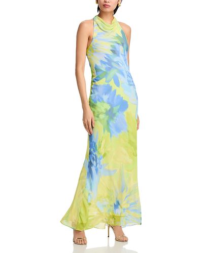Aqua Aqua Printed Chiffon Maxi Dress