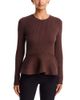 Aqua Aqua Ribbed Peplum Hem Top - 1