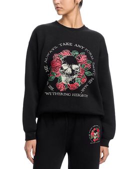 Aqua Aqua Rose Skull Graphic Sweatshirt