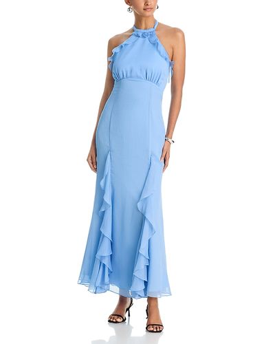 Aqua Aqua Ruffle Neck Maxi Dress