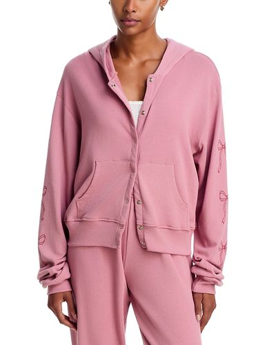 Aqua Aqua Sadie Stringy Bows Cotton Snap Hoodie Exclusive