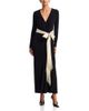 Aqua Aqua Satin Sash Ruched Maxi Dress - 1