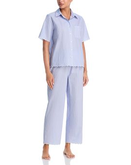 Aqua Aqua Scallop Short Sleeve Crop Pajama Set