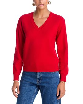 Aqua Aqua Scalloped V Neck Sweater