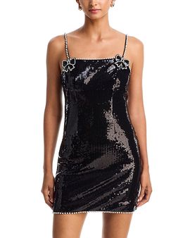 Aqua Aqua Sequinned Beaded Mini Dress