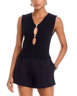 Aqua Aqua Shine Knit Button Tank