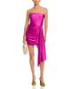 Aqua Aqua Short Power Sateen Strapless Side Tie Dress - 2