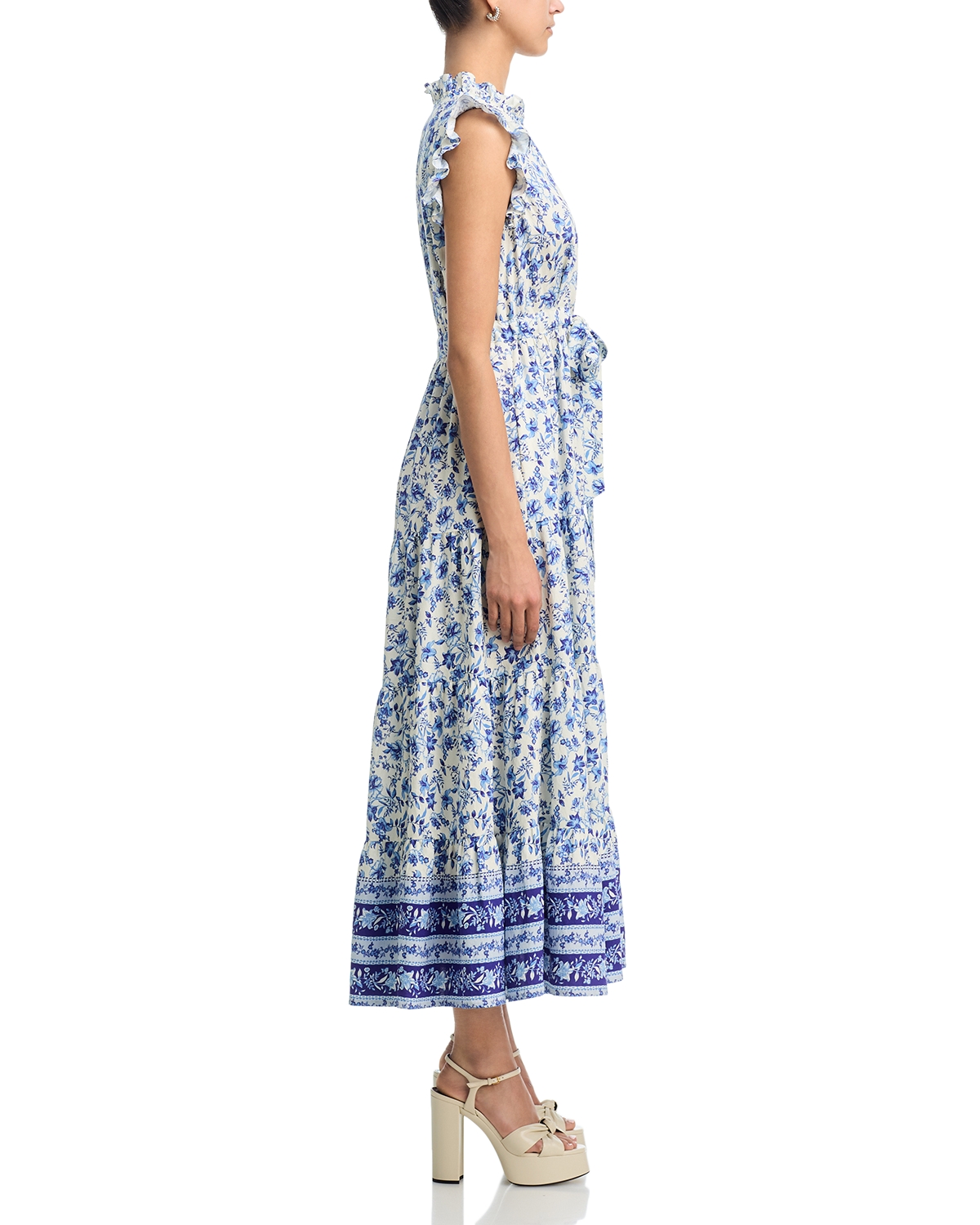 aqua floral sleeveless maxi dress Aqua Blu Claudette Sleeveless Square-Neck Floral Maxi Dress