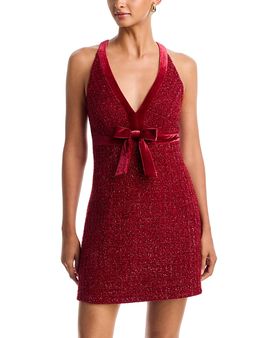 Aqua Aqua Sleeveless Tweed Bow Detail Dress