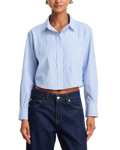 Aqua Aqua Stripe Crop Button Up Shirt