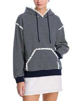 Aqua Aqua Stripe Eyelet Ruffle Sweatshirt