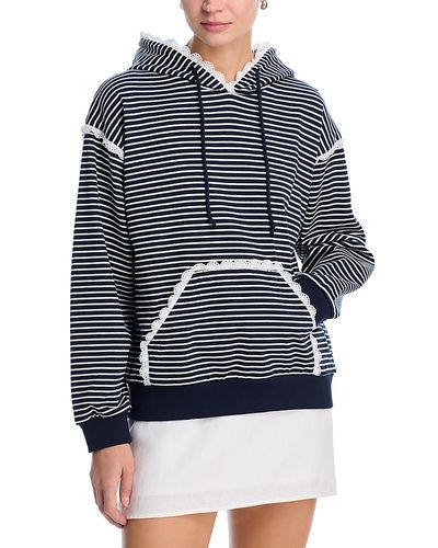 Aqua Aqua Stripe Eyelet Ruffle Sweatshirt